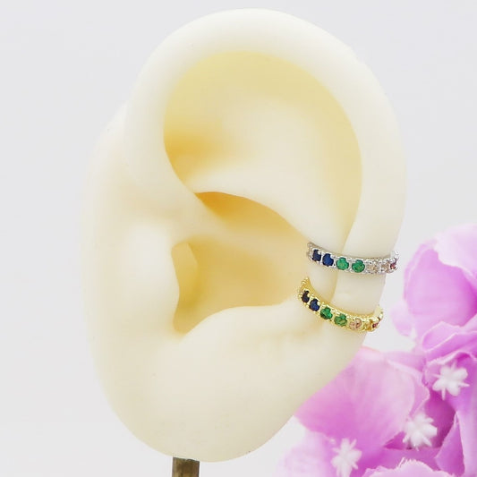 ANASTASIA RAINBOW Earcuff ~ ARGENTO 925 - Earcuff con cubic zirconia