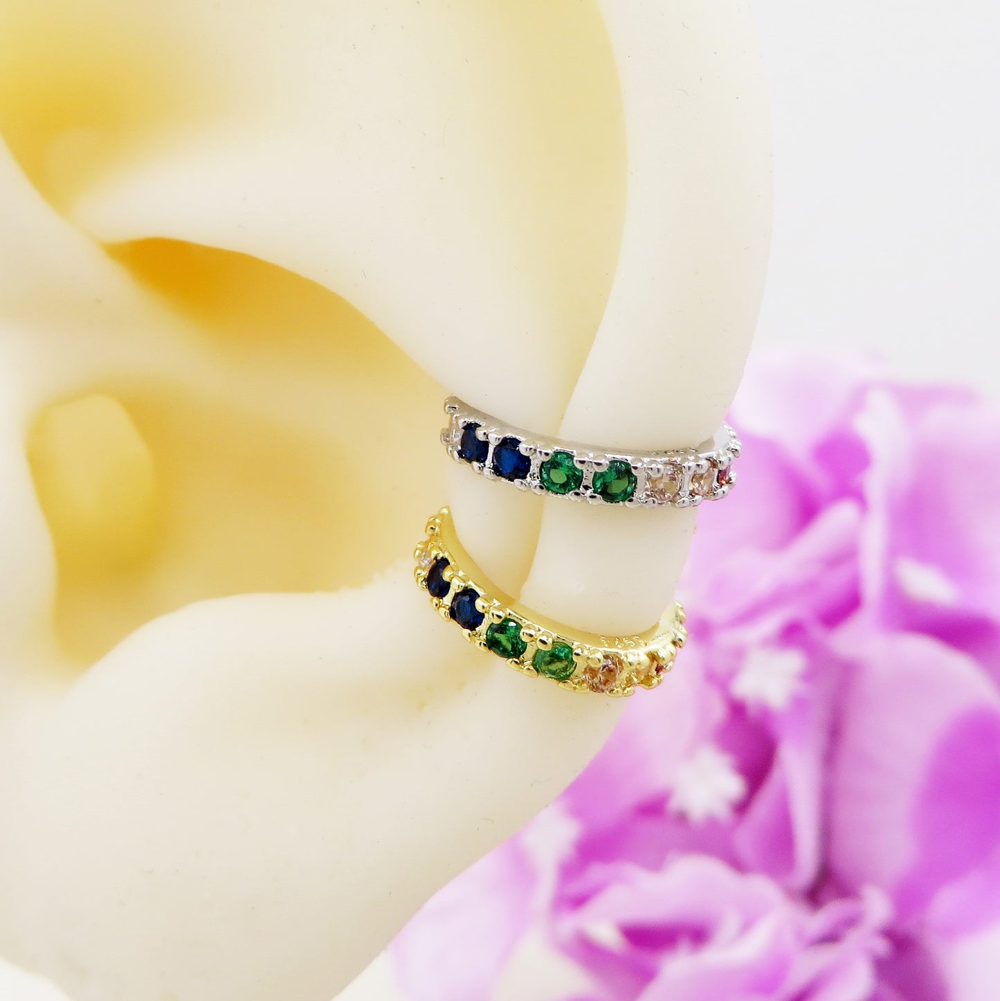 ANASTASIA RAINBOW Earcuff ~ ARGENTO 925 - Earcuff con cubic zirconia