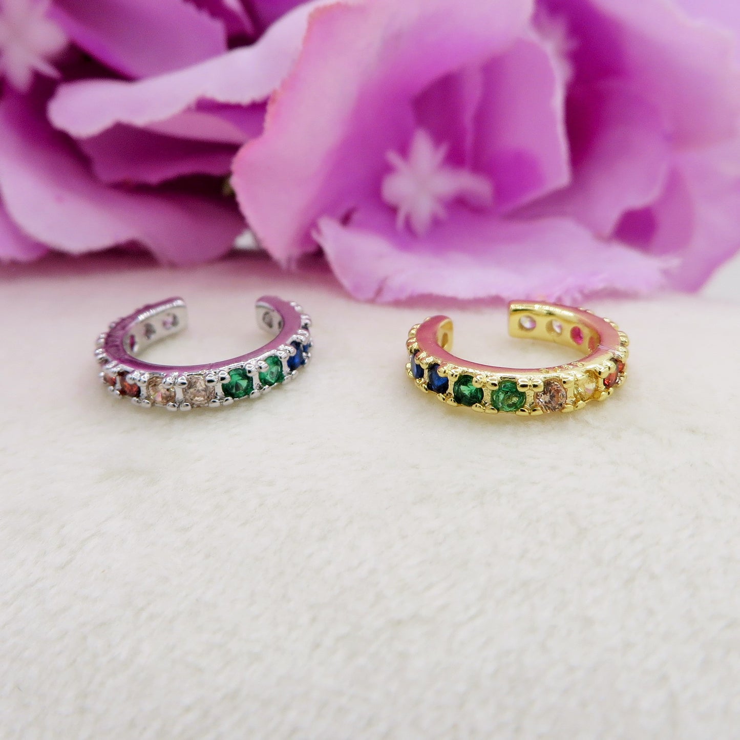 ANASTASIA RAINBOW Earcuff ~ ARGENTO 925 - Earcuff con cubic zirconia
