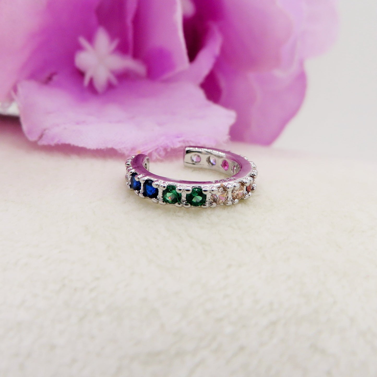 ANASTASIA RAINBOW Earcuff ~ ARGENTO 925 - Earcuff con cubic zirconia