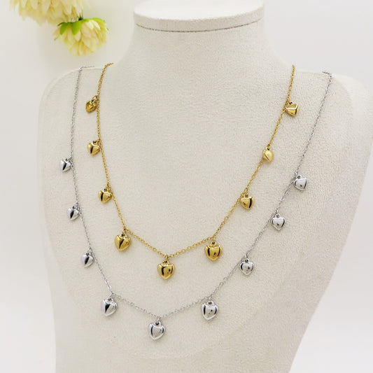 VIDA ~ Collana ACCIAIO INOSSIDABILE con cuoricini bombe'