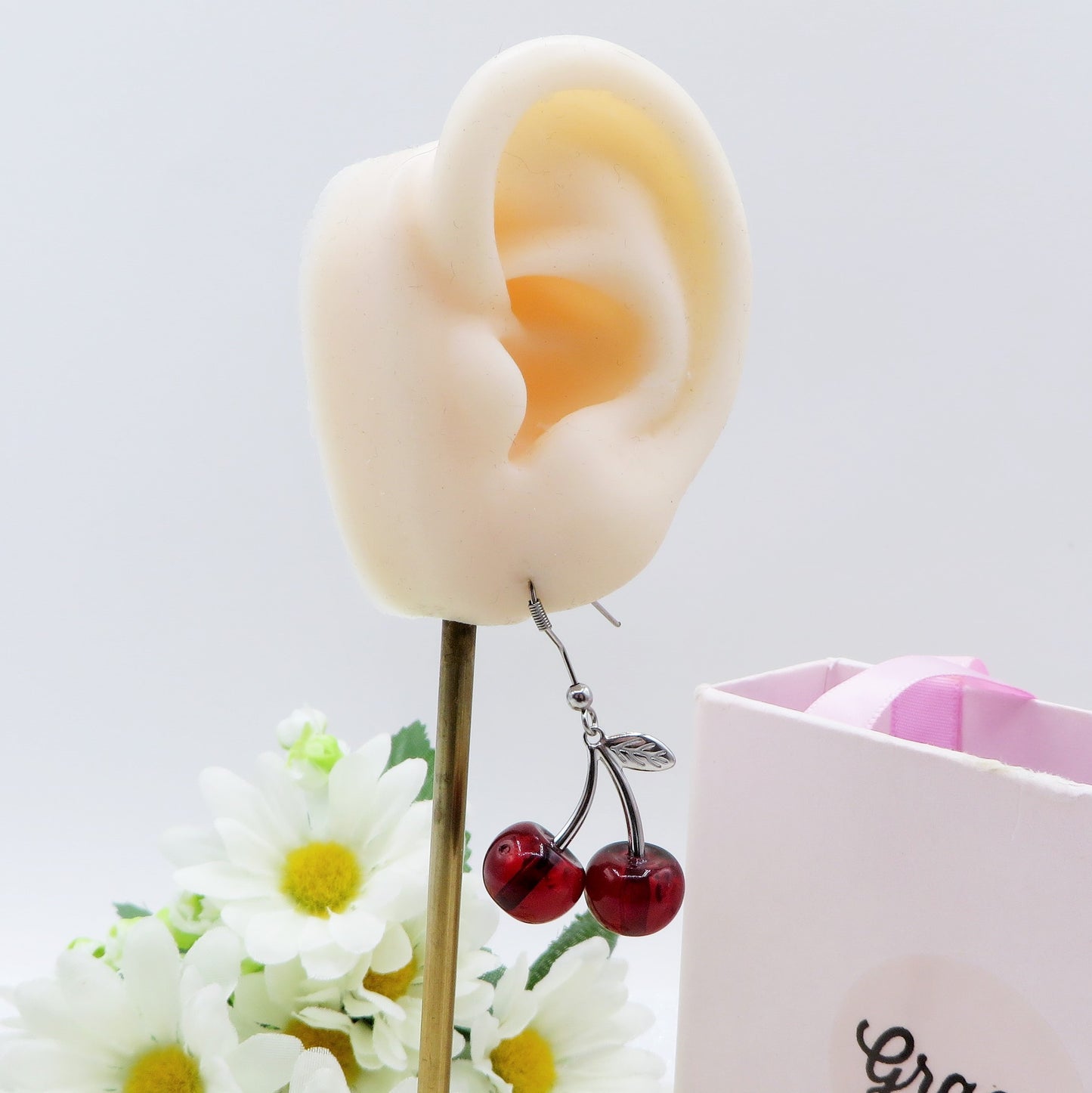CHERRIES ~ Orecchini Ciliegie in ACCIAIO inossidabile + cubic zirconia