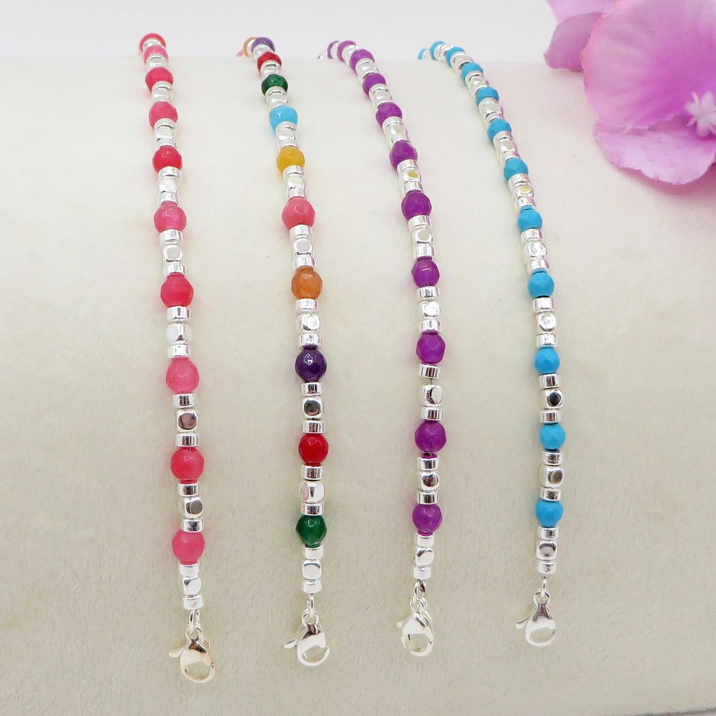 CUBETTI COLOURS - bagnato ARGENTO ~ Bracciale UNISEX in ACCIAIO INOSSIDABILE