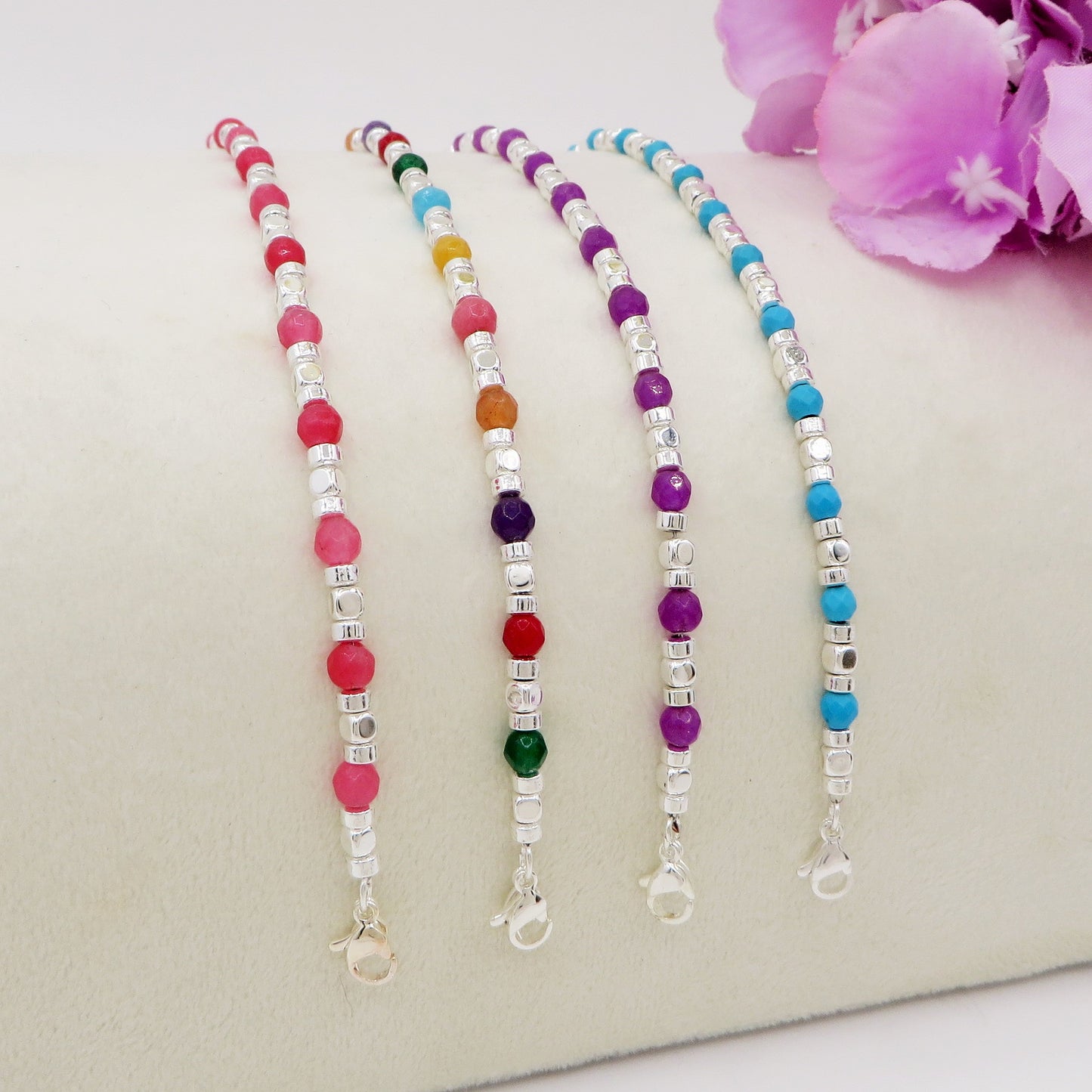 CUBETTI COLOURS - bagnato ARGENTO ~ Bracciale UNISEX in ACCIAIO INOSSIDABILE