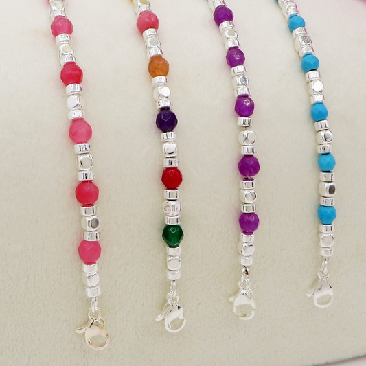 CUBETTI COLOURS - bagnato ARGENTO ~ Bracciale UNISEX in ACCIAIO INOSSIDABILE