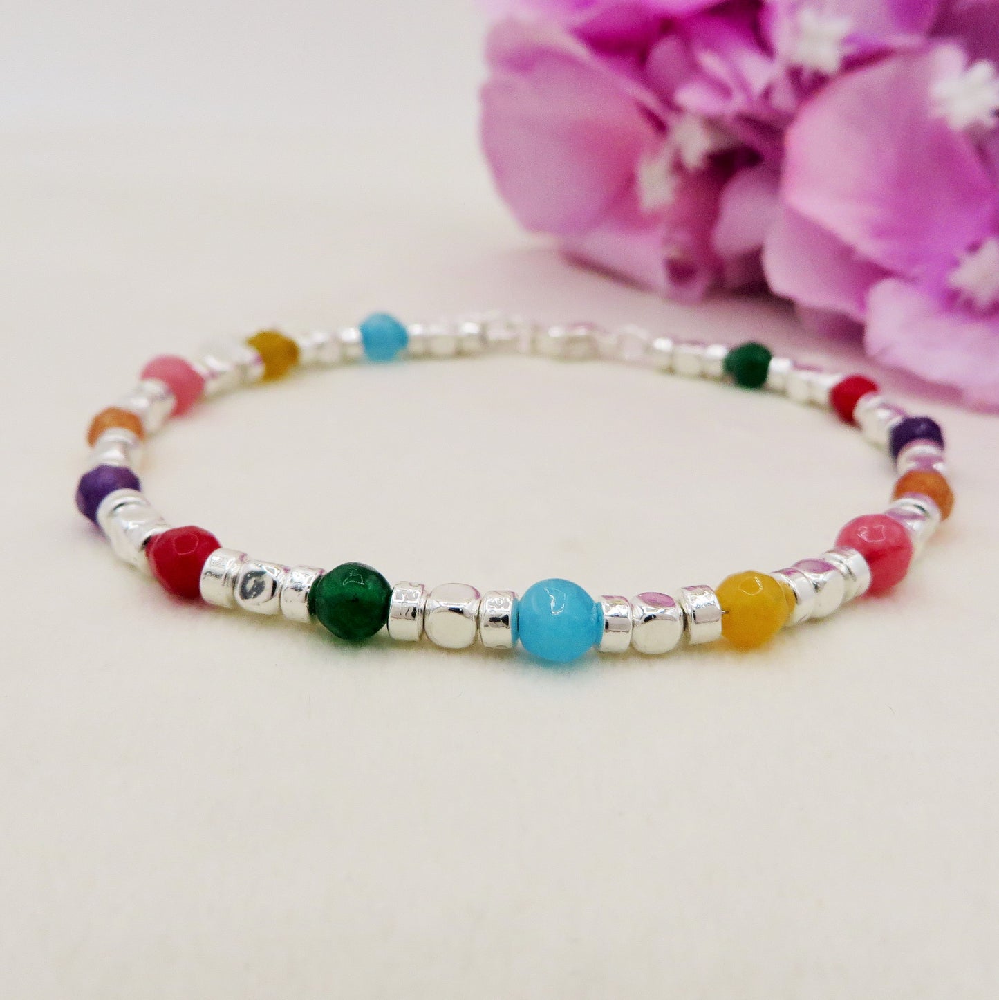 CUBETTI COLOURS - bagnato ARGENTO ~ Bracciale UNISEX in ACCIAIO INOSSIDABILE