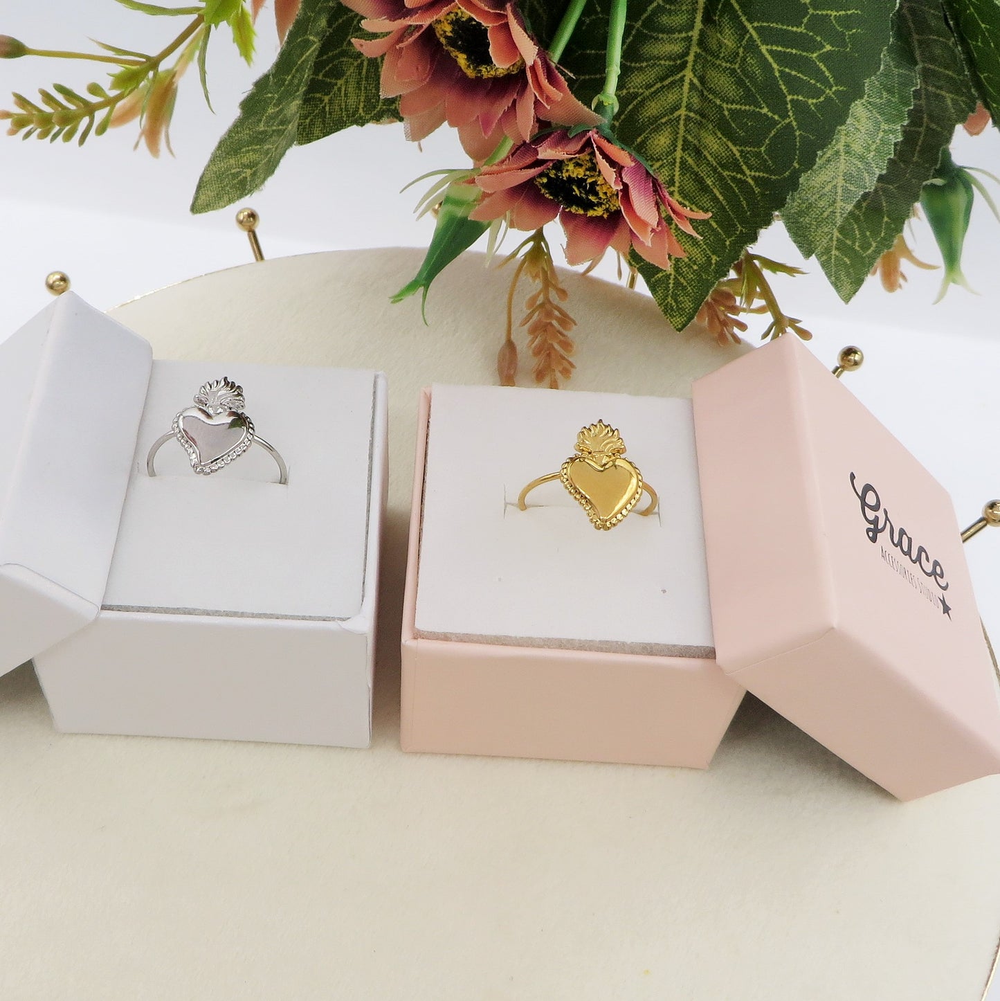 SACRED RING ~ Anello cuore sacro regolabile in ACCIAIO INOSSIDABILE