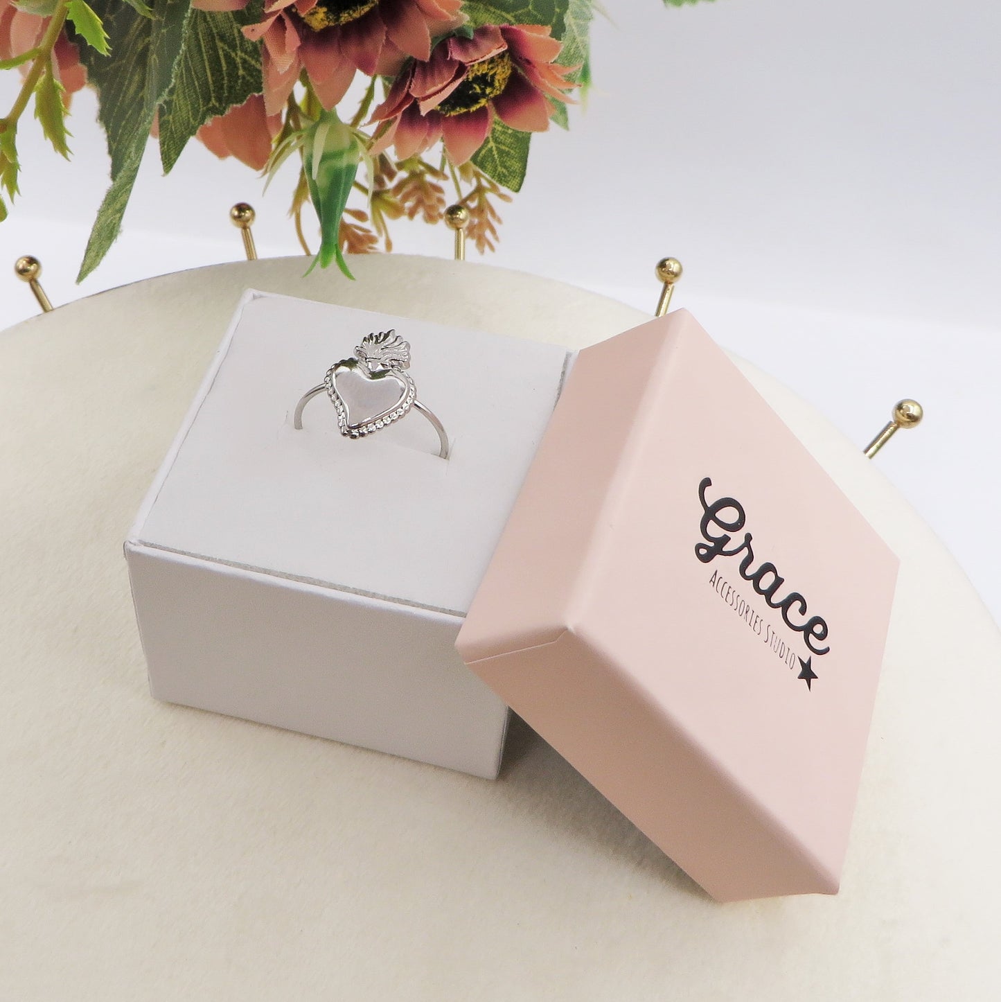 SACRED RING ~ Anello cuore sacro regolabile in ACCIAIO INOSSIDABILE