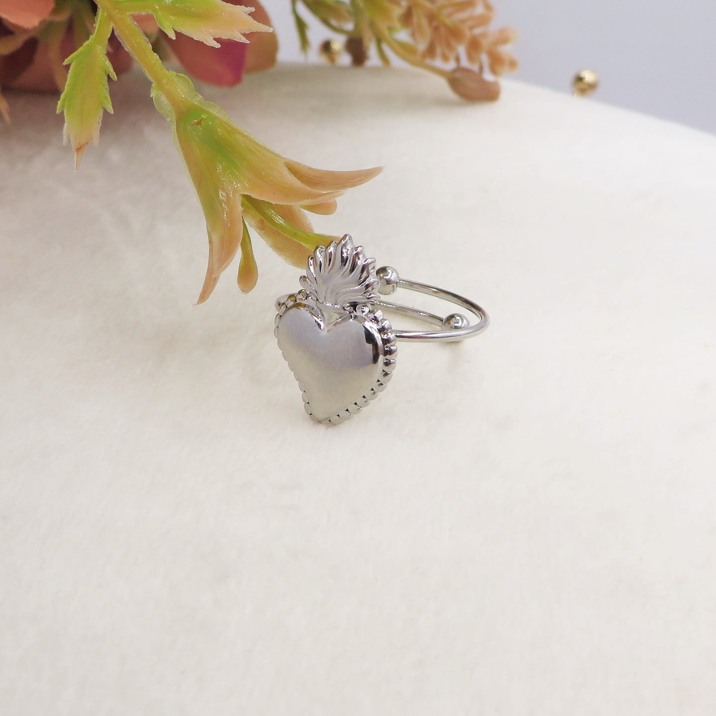 SACRED RING ~ Anello cuore sacro regolabile in ACCIAIO INOSSIDABILE