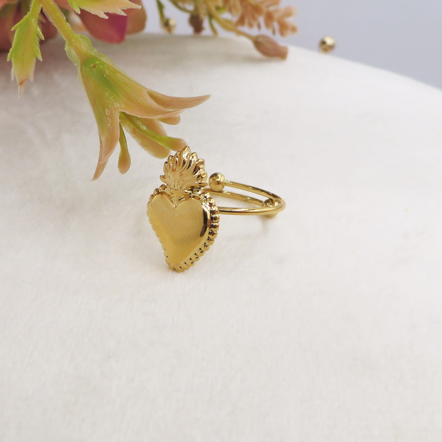 SACRED RING ~ Anello cuore sacro regolabile in ACCIAIO INOSSIDABILE