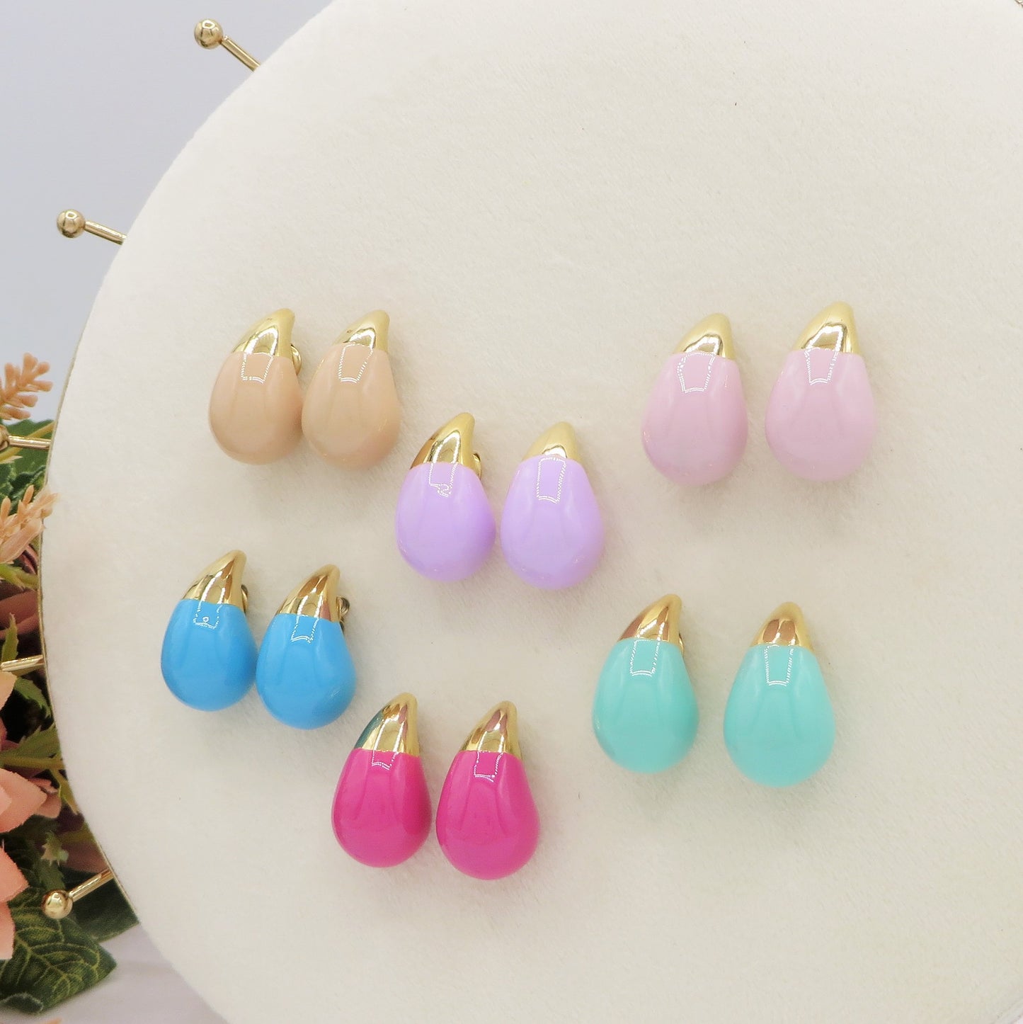 DROP SPRING COLOURS - ACCIAIO inossidabile ~ Paio Orecchini goccia bombe' smaltati