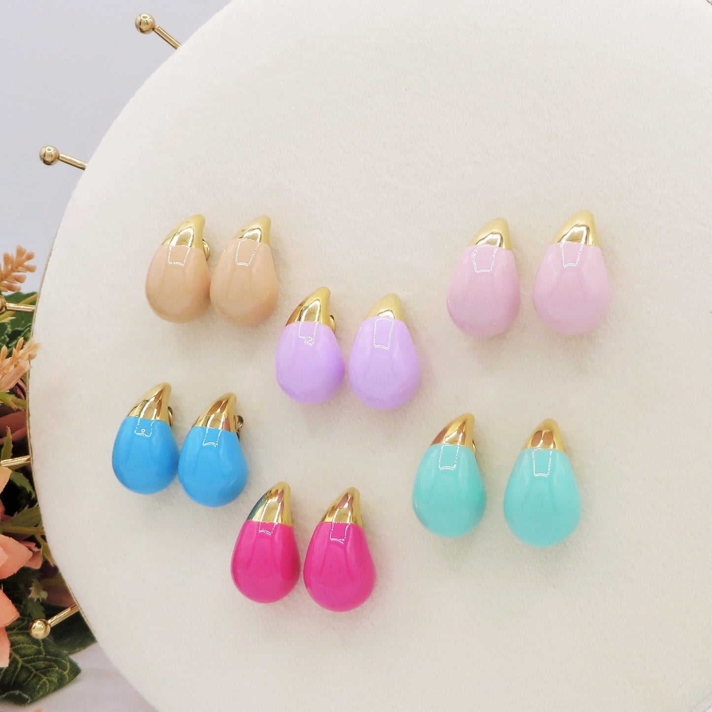 DROP SPRING COLOURS - ACCIAIO inossidabile ~ Paio Orecchini goccia bombe' smaltati
