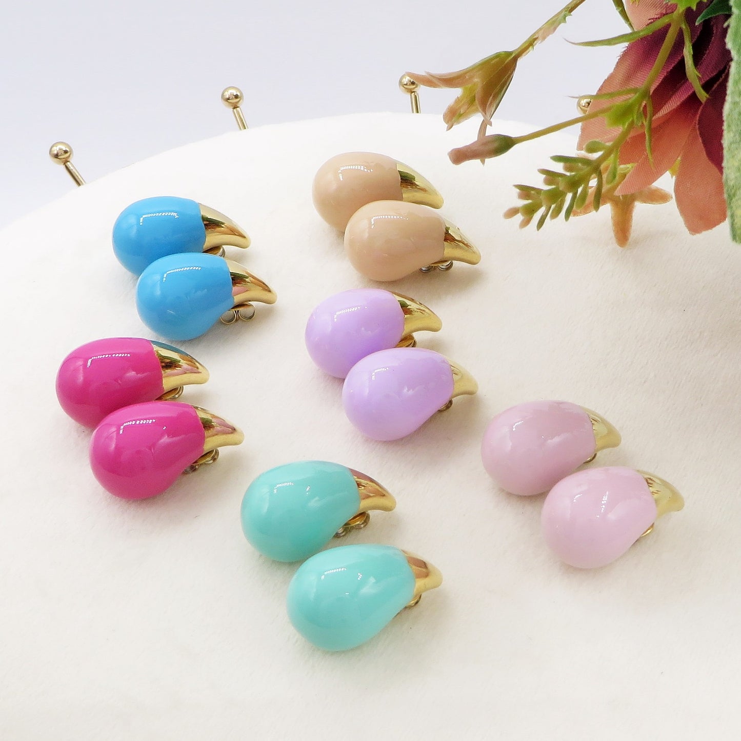 DROP SPRING COLOURS - ACCIAIO inossidabile ~ Paio Orecchini goccia bombe' smaltati