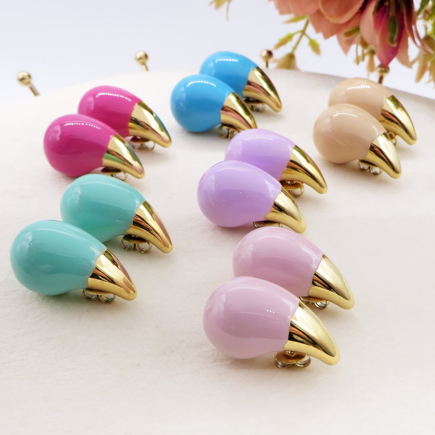 DROP SPRING COLOURS - ACCIAIO inossidabile ~ Paio Orecchini goccia bombe' smaltati