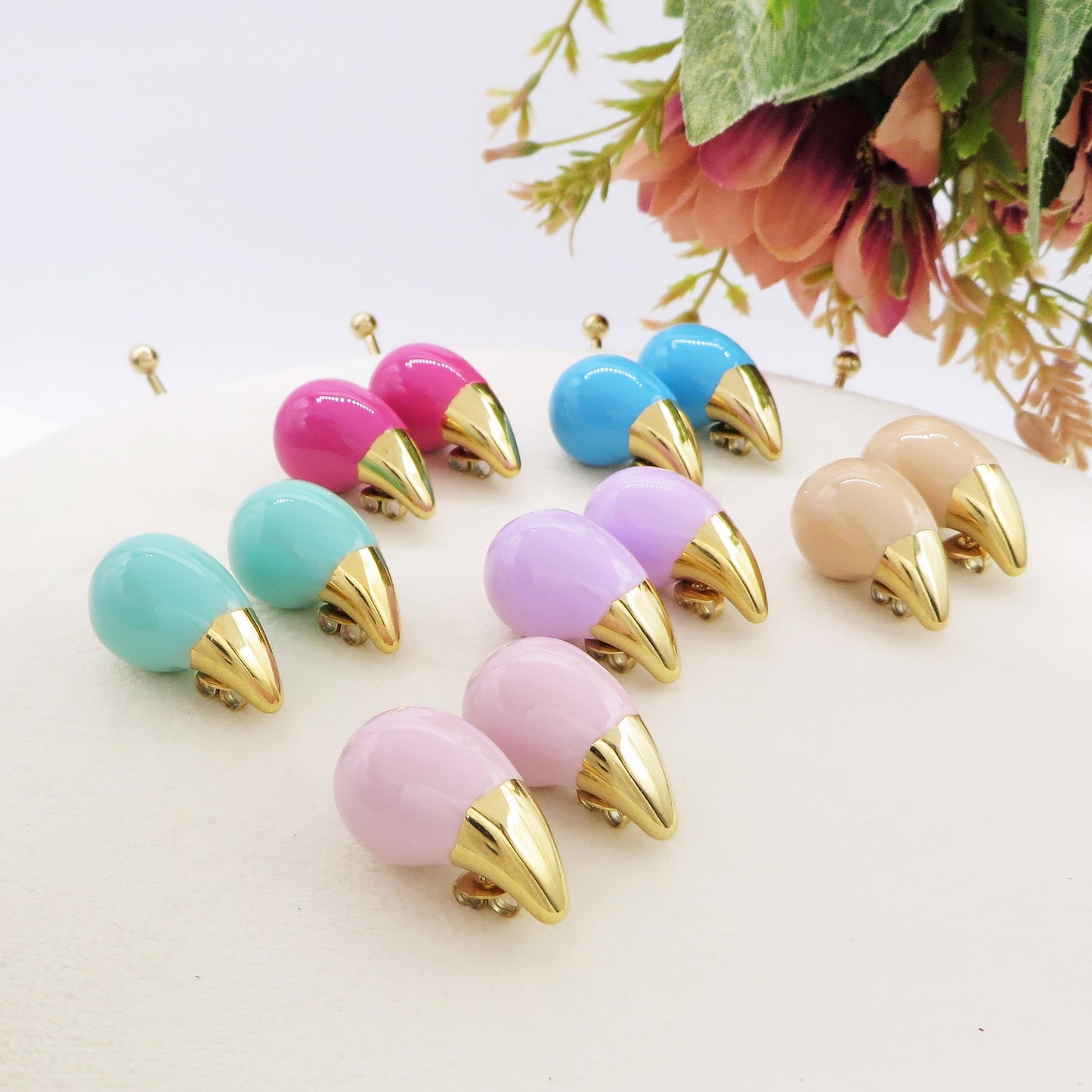 DROP SPRING COLOURS - ACCIAIO inossidabile ~ Paio Orecchini goccia bombe' smaltati