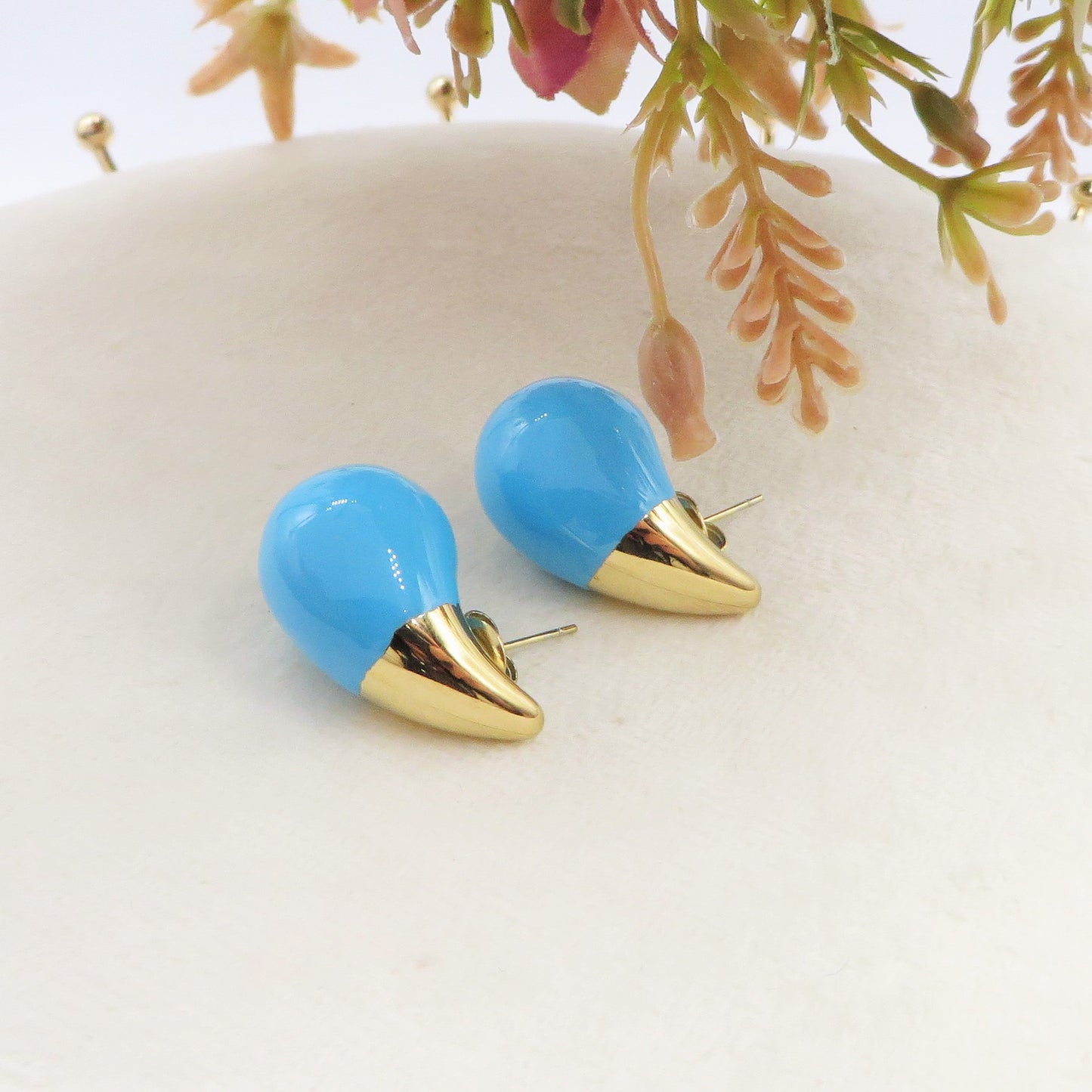 DROP SPRING COLOURS - ACCIAIO inossidabile ~ Paio Orecchini goccia bombe' smaltati