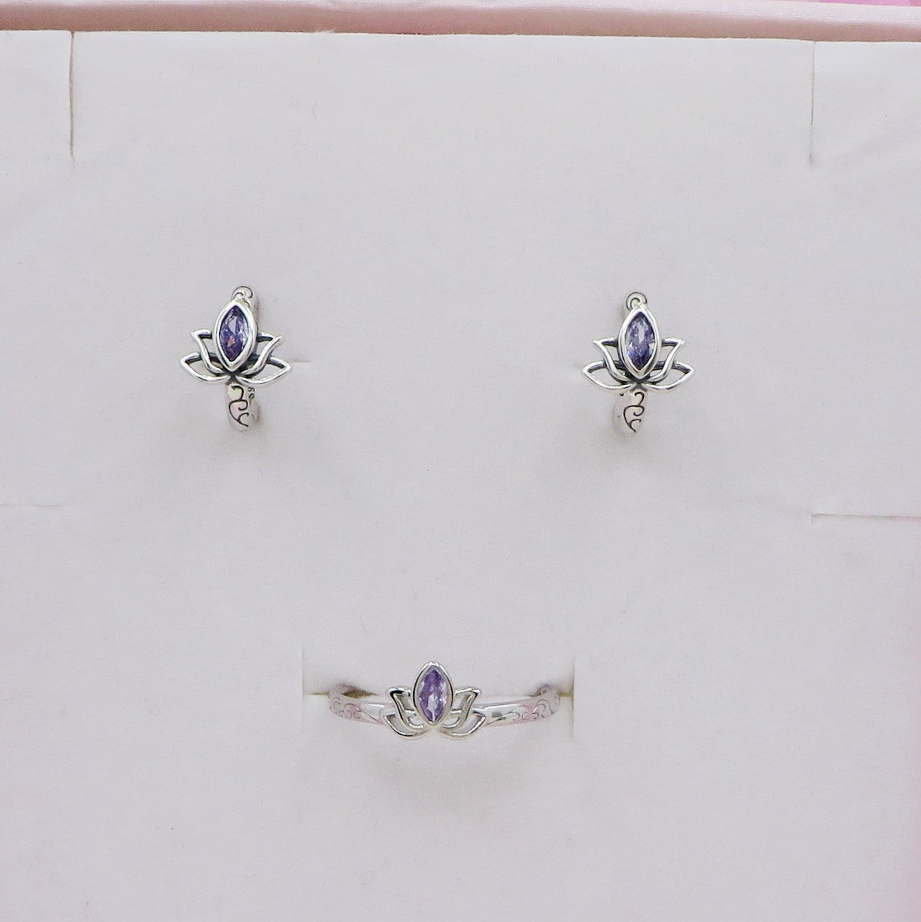 LOTUS ~ ANELLO fiore di Loto in ARGENTO 925 con cubic zirconia regolabile