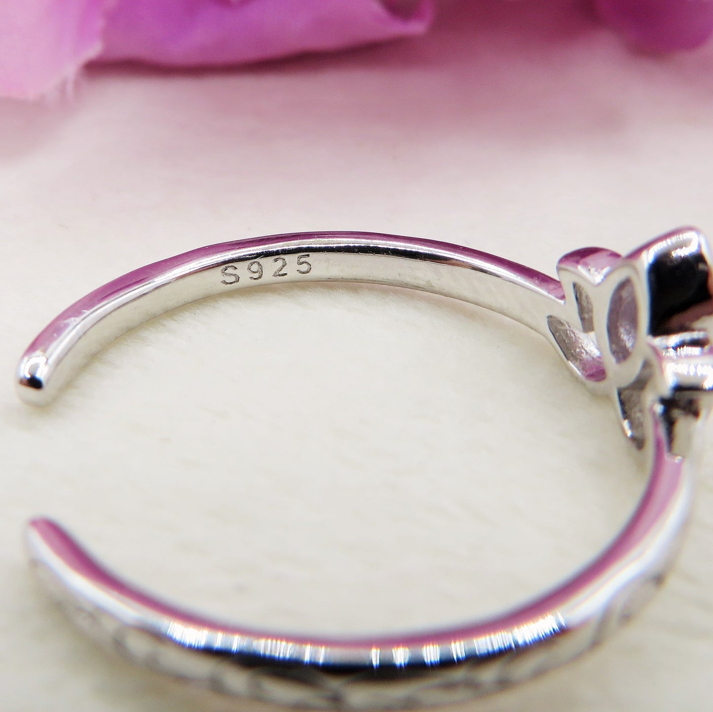 LOTUS ~ ANELLO fiore di Loto in ARGENTO 925 con cubic zirconia regolabile