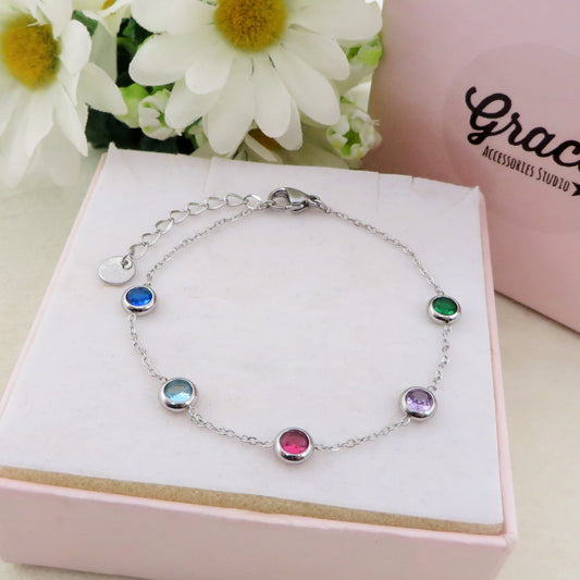 HEATHER ~ ACCIAIO INOSSIDABILE - bracciale con punti luce in Cubic Zirconia rotondi
