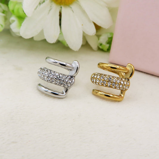 VENICE EARCUFF chiodo ~ ACCIAIO Inossidabile orecchino Senza buco in cubic zirconia