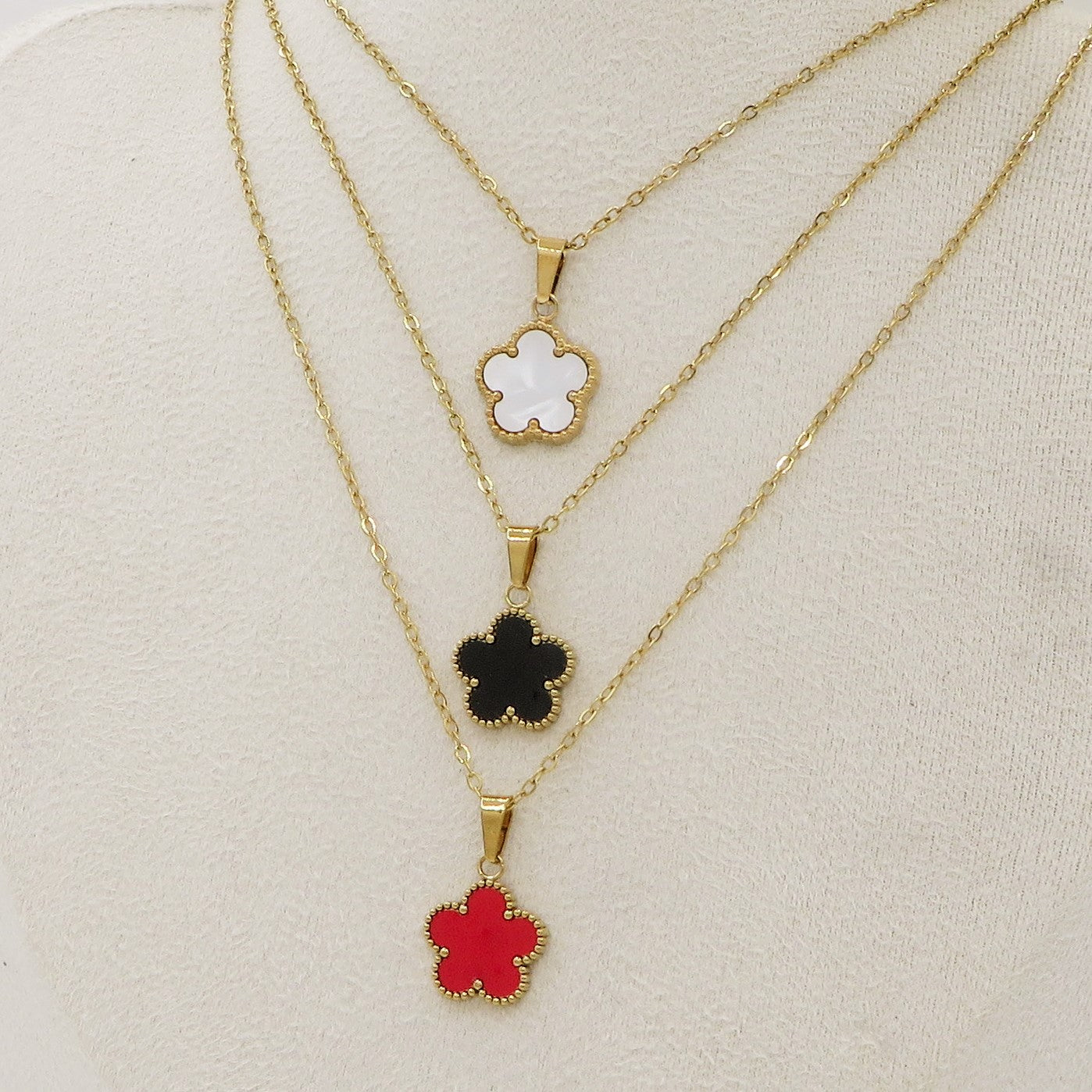 LILY big Flower ~ ACCIAIO INOSSIDABILE Collana fiore pendente in madreperla