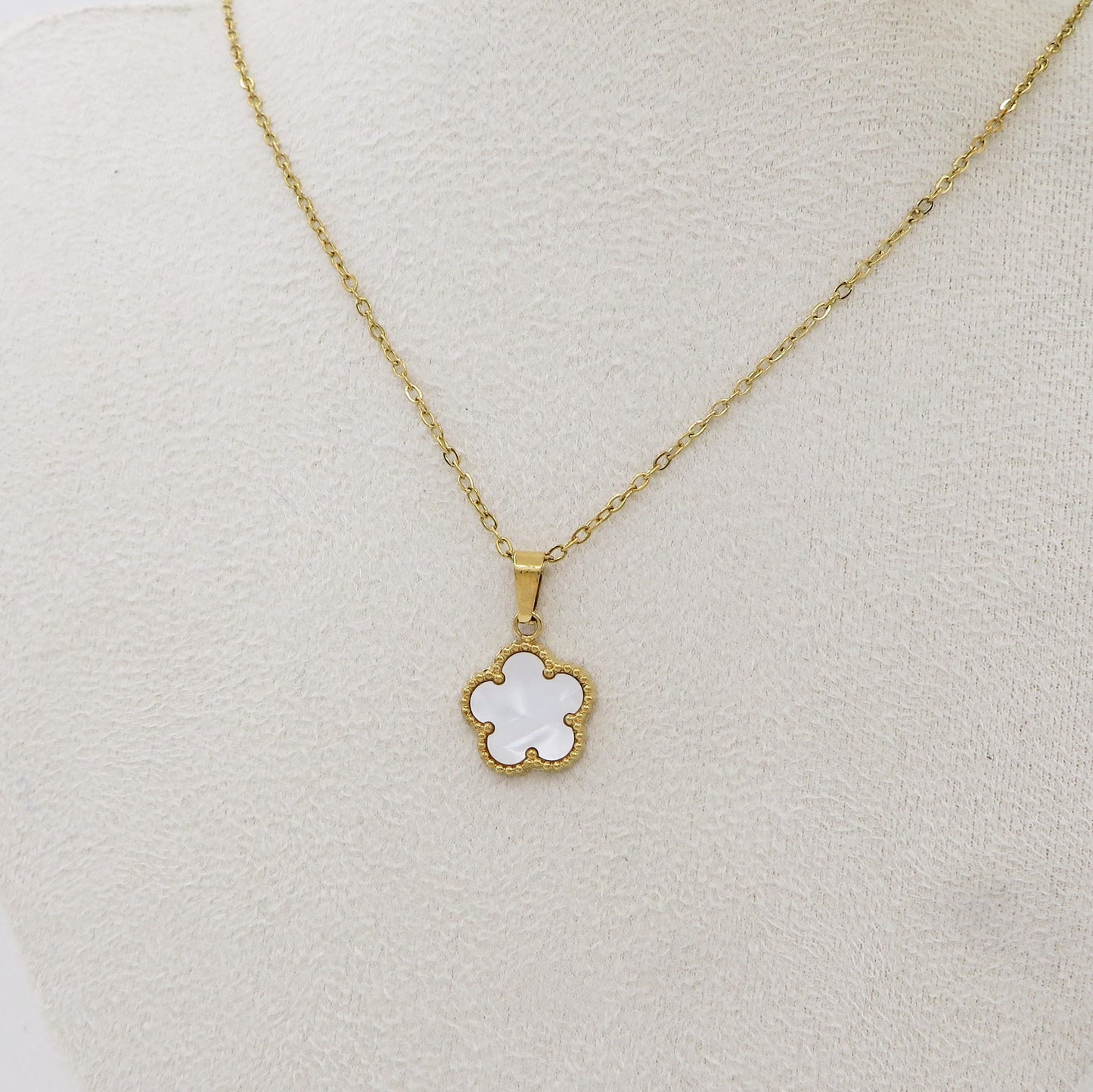 LILY big Flower ~ ACCIAIO INOSSIDABILE Collana fiore pendente in madreperla