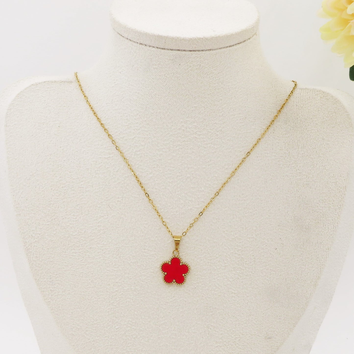 LILY big Flower ~ ACCIAIO INOSSIDABILE Collana fiore pendente in madreperla