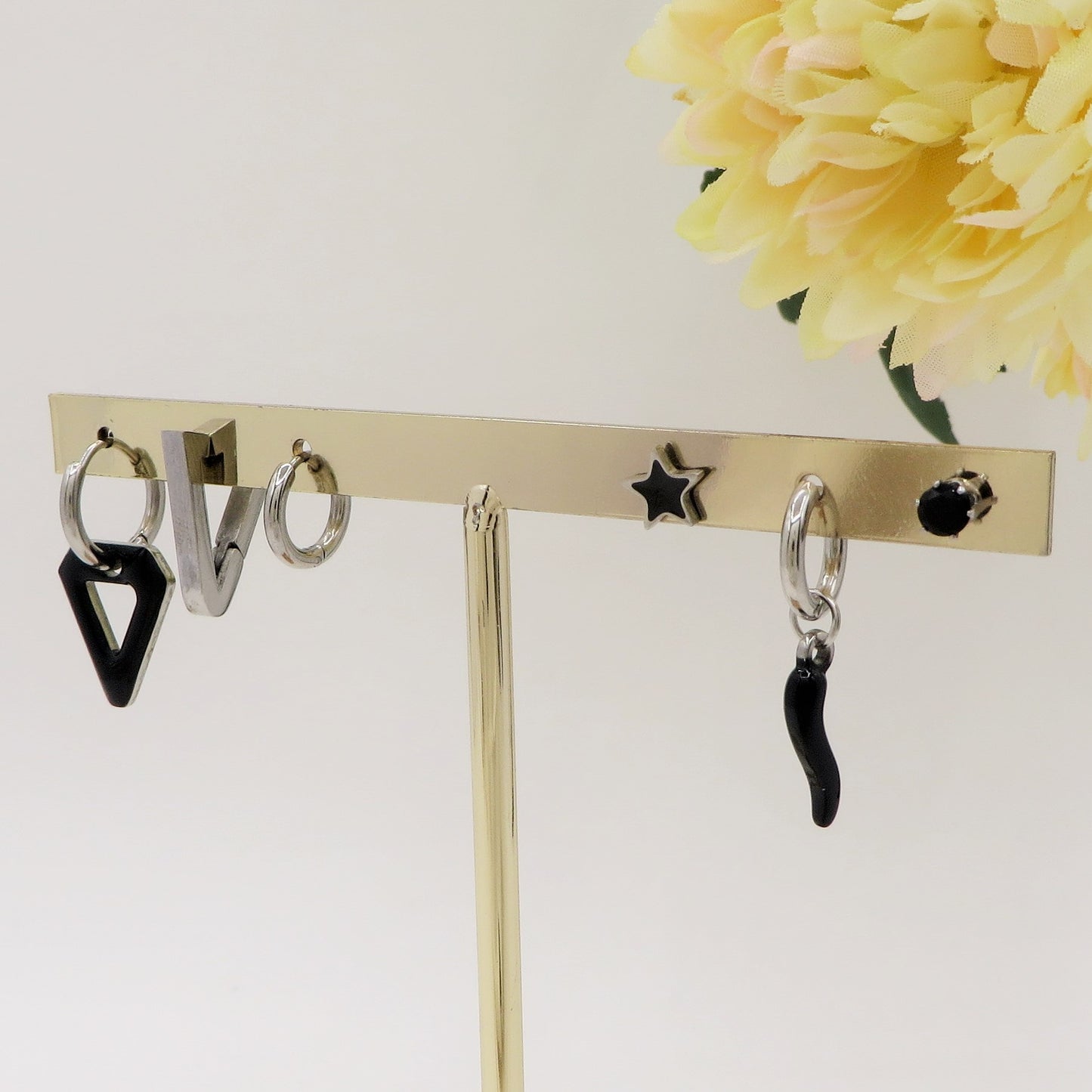 EVELYN Lucky COLOURS Set 6 orecchini - ACCIAIO INOSSIDABILE - 6 Orecchini pendenti fortunati con cubic zirconia