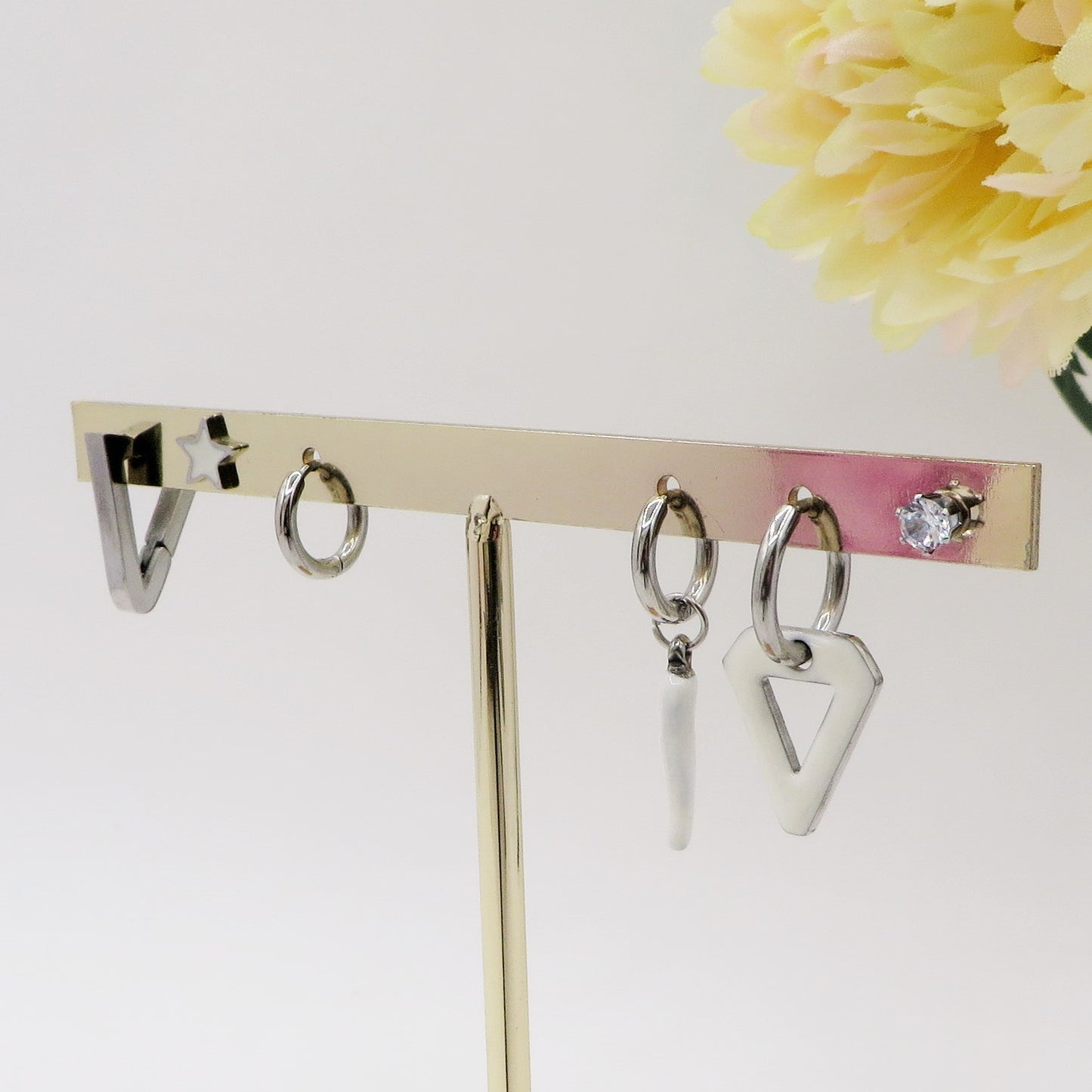 EVELYN Lucky COLOURS Set 6 orecchini - ACCIAIO INOSSIDABILE - 6 Orecchini pendenti fortunati con cubic zirconia