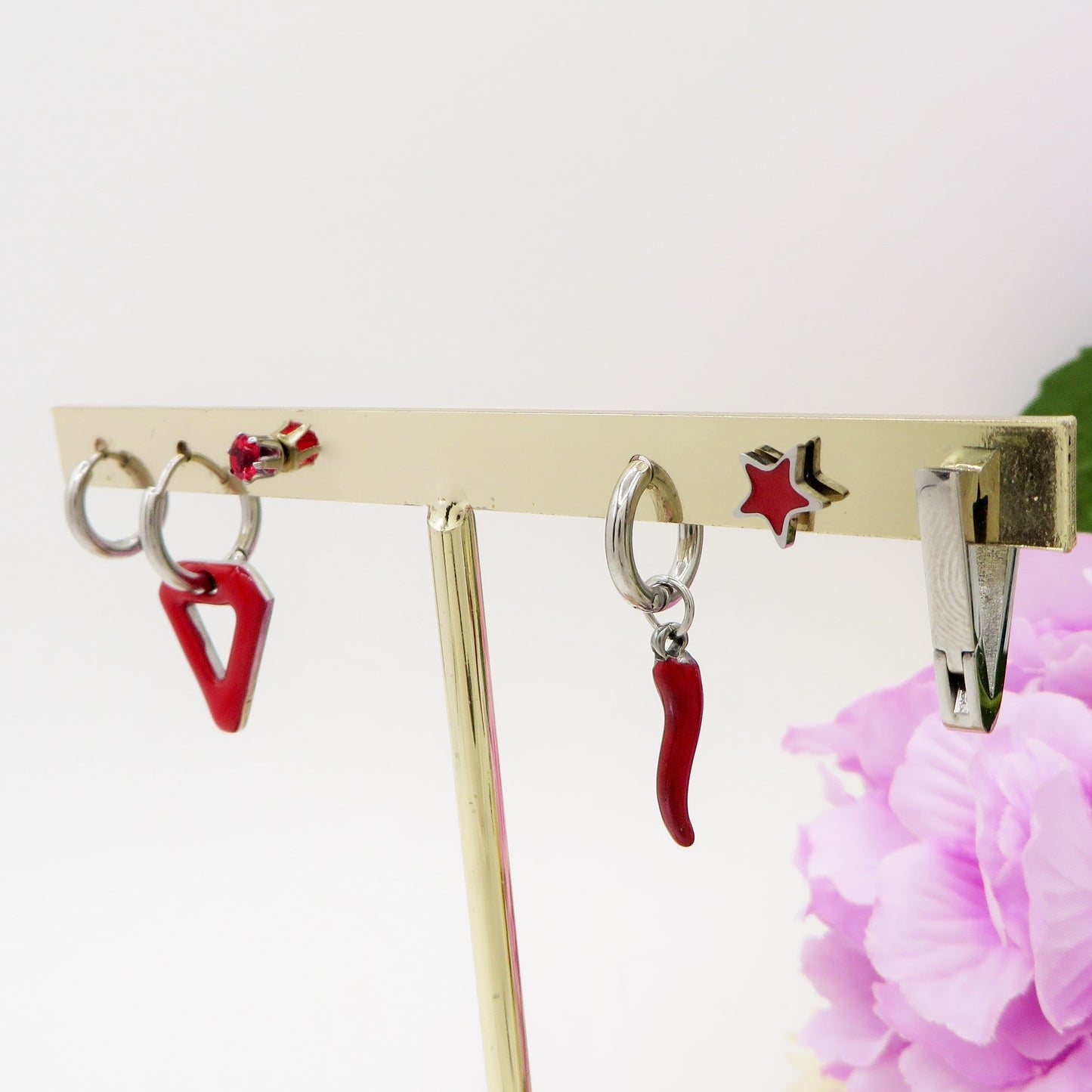 EVELYN Lucky COLOURS Set 6 orecchini - ACCIAIO INOSSIDABILE - 6 Orecchini pendenti fortunati con cubic zirconia