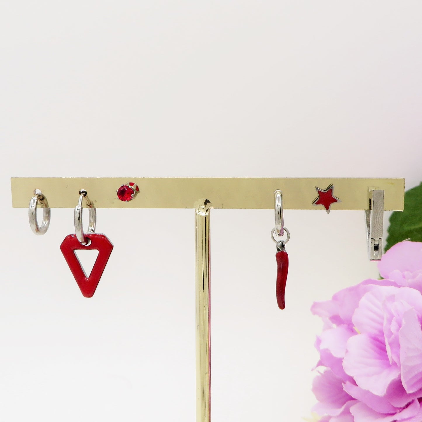 EVELYN Lucky COLOURS Set 6 orecchini - ACCIAIO INOSSIDABILE - 6 Orecchini pendenti fortunati con cubic zirconia