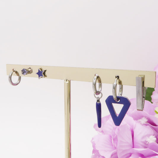 EVELYN Lucky COLOURS Set 6 orecchini - ACCIAIO INOSSIDABILE - 6 Orecchini pendenti fortunati con cubic zirconia