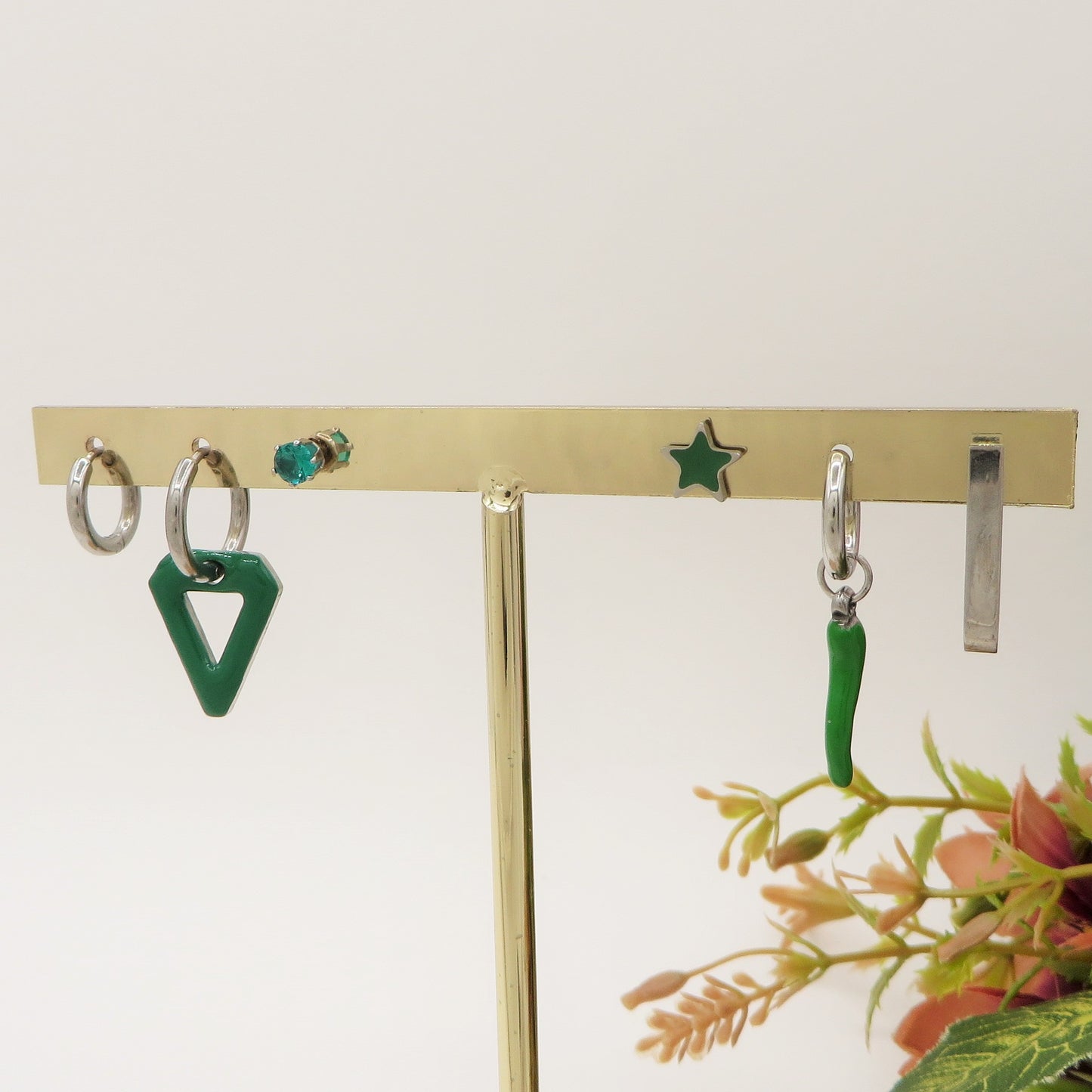 EVELYN Lucky COLOURS Set 6 orecchini - ACCIAIO INOSSIDABILE - 6 Orecchini pendenti fortunati con cubic zirconia