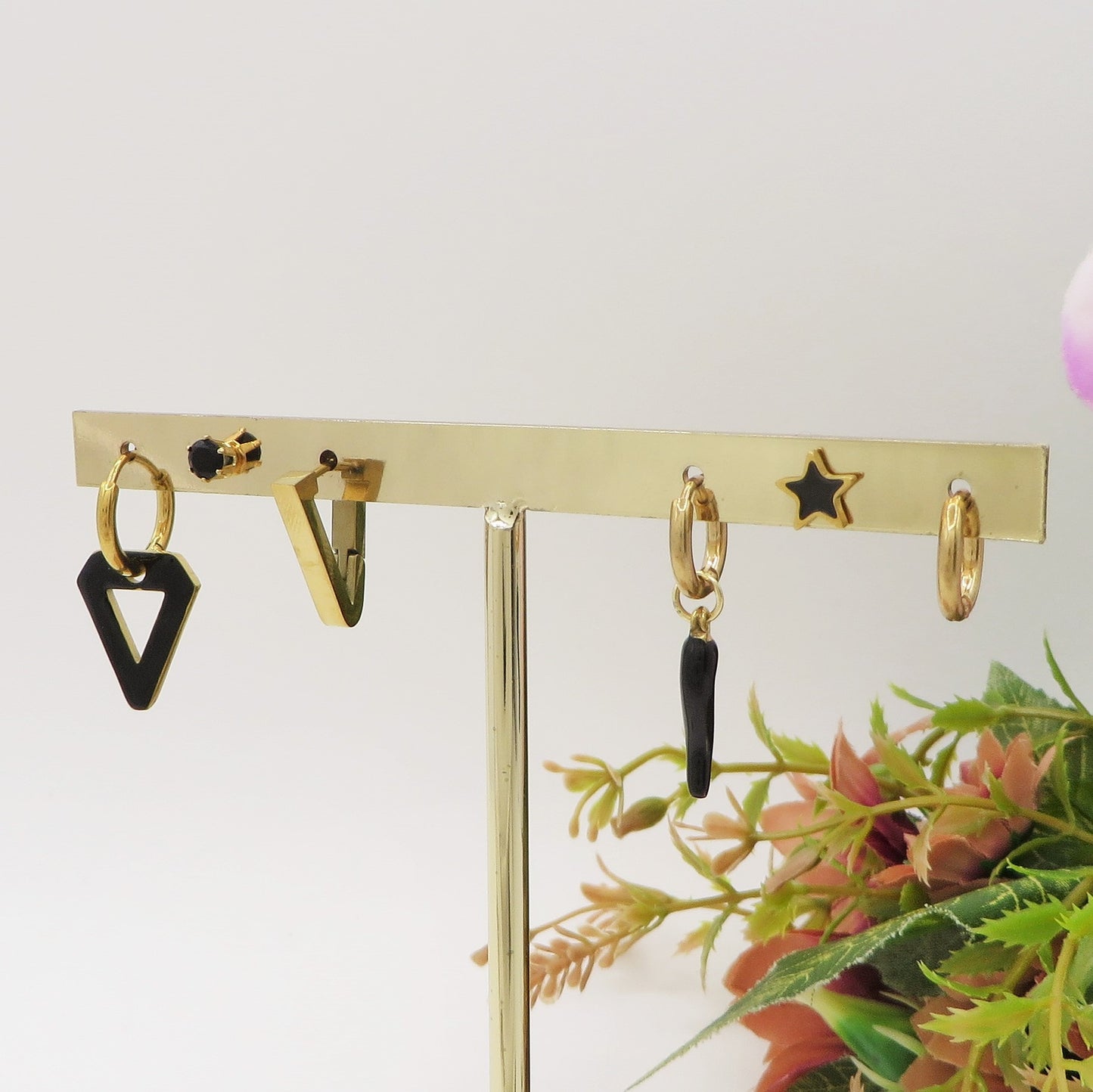 EVELYN Lucky COLOURS Set 6 orecchini - ACCIAIO INOSSIDABILE - 6 Orecchini pendenti fortunati con cubic zirconia