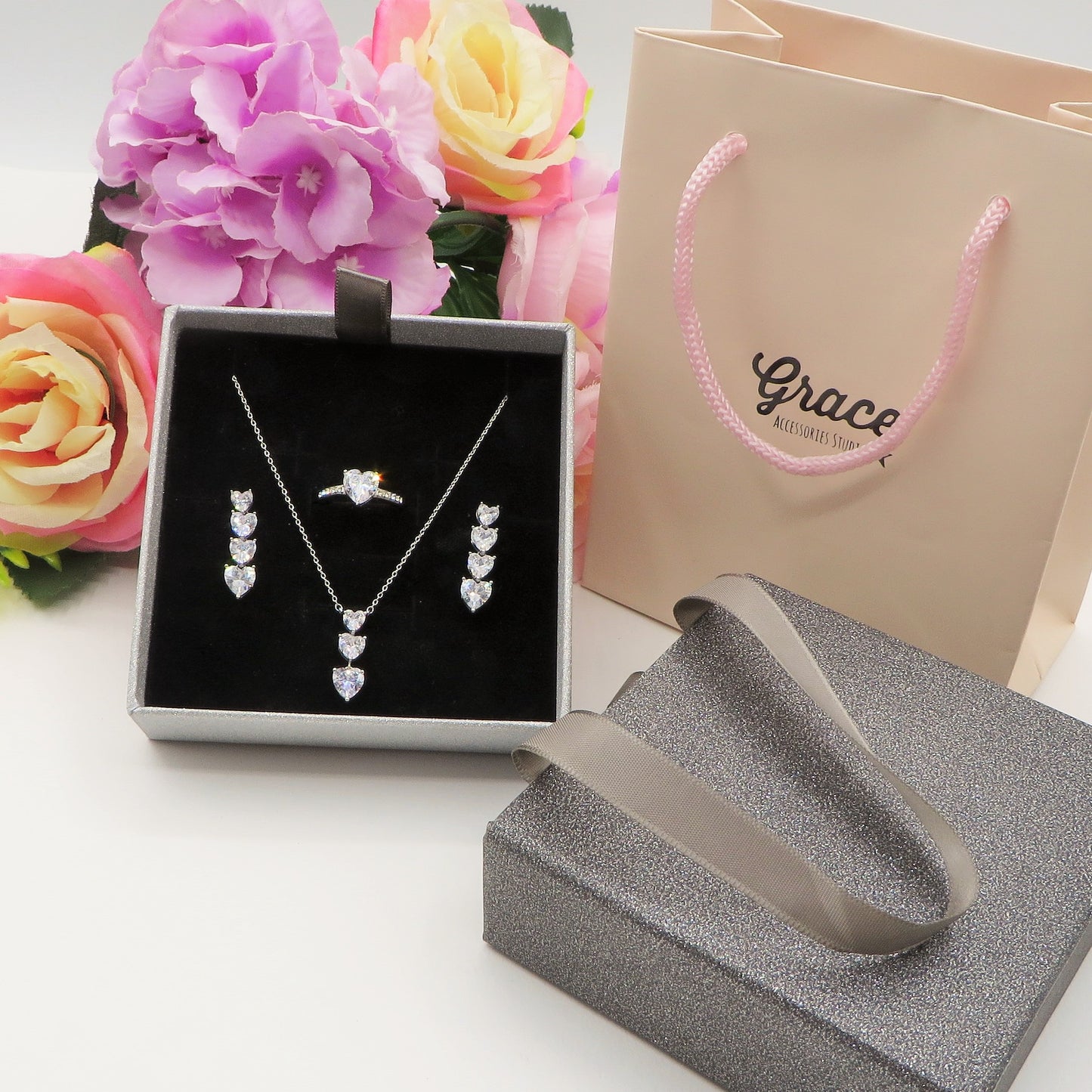 CHERIE TRILOGY SET ~ Acciaio inossidabile con cubic zirconia