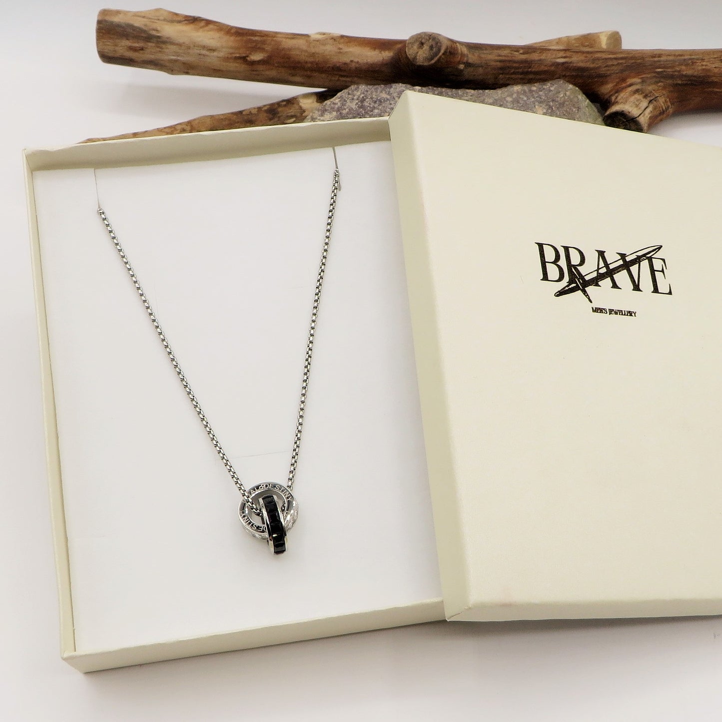 BRIXTON Collana pendente UOMO - ACCIAIO inossidabile + cubic zirconia