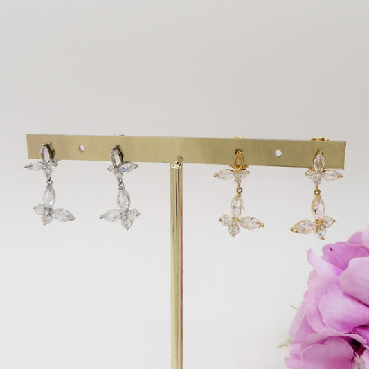 MARIPOSA MINI PENDENTI orecchini - ACCIAIO INOSSIDABILE - Paio Orecchini con farfalle pendenti con cubic zirconia
