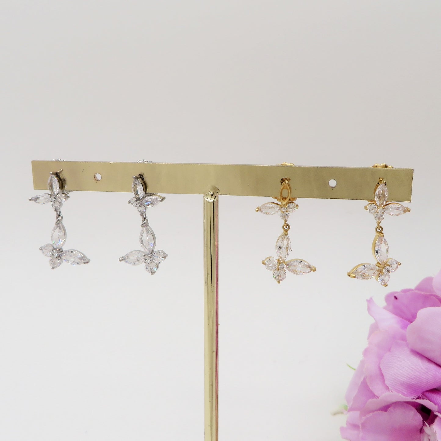 MARIPOSA SET ~ Girocollo + ORECCHINI con farfalle zirconate in ACCIAIO INOSSIDABILE e cubic zirconia