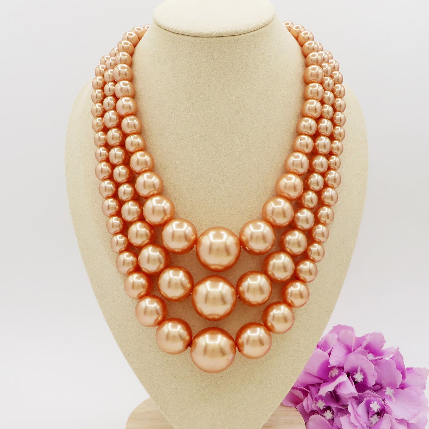 TRIPLE MAXI PEARLS - Collana tripla perle - 5 VARIANTI COLORE