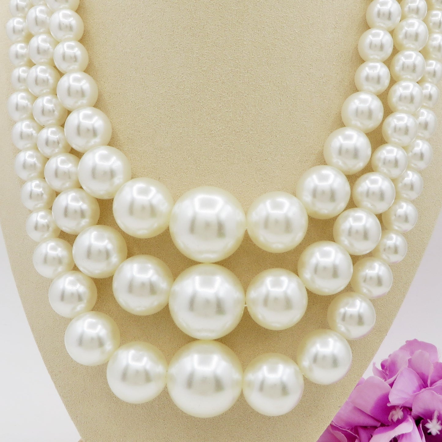 TRIPLE MAXI PEARLS - Collana tripla perle - 5 VARIANTI COLORE