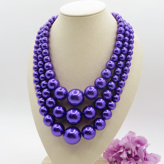 TRIPLE MAXI PEARLS - Collana tripla perle - 5 VARIANTI COLORE
