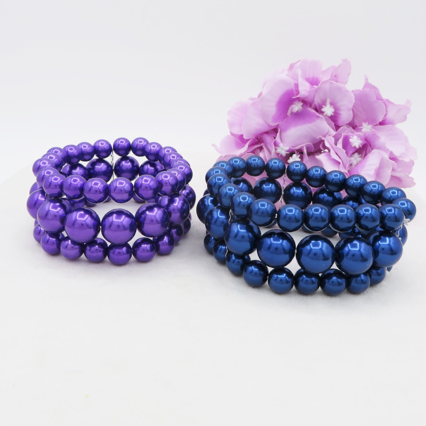 TRIPLE MAXI PEARLS - Bracciale triplo in maxi perle elasticizzato