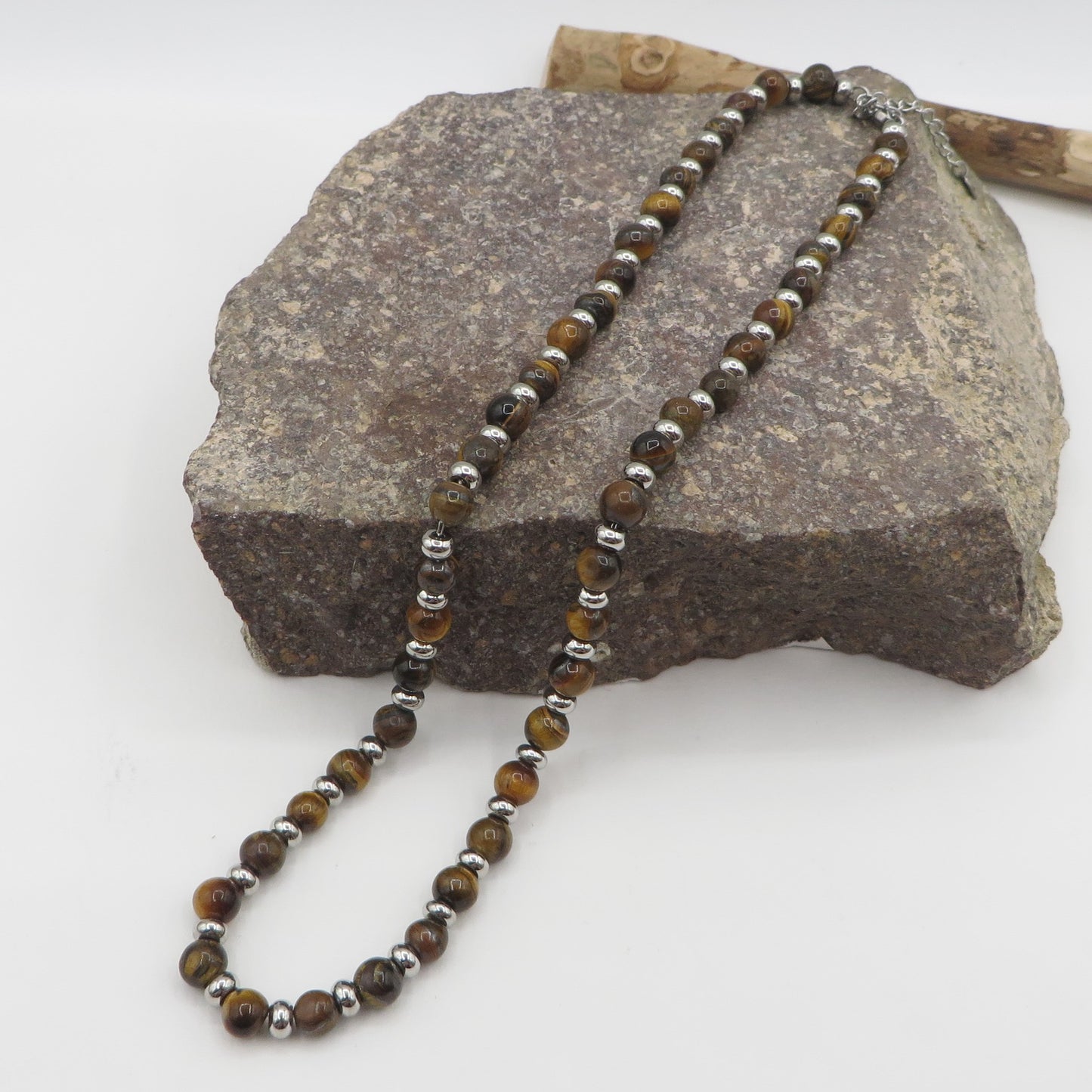 Collana OCCHIO DI TIGRE Naturale - UOMO - Collana + ACCIAIO inossidabile