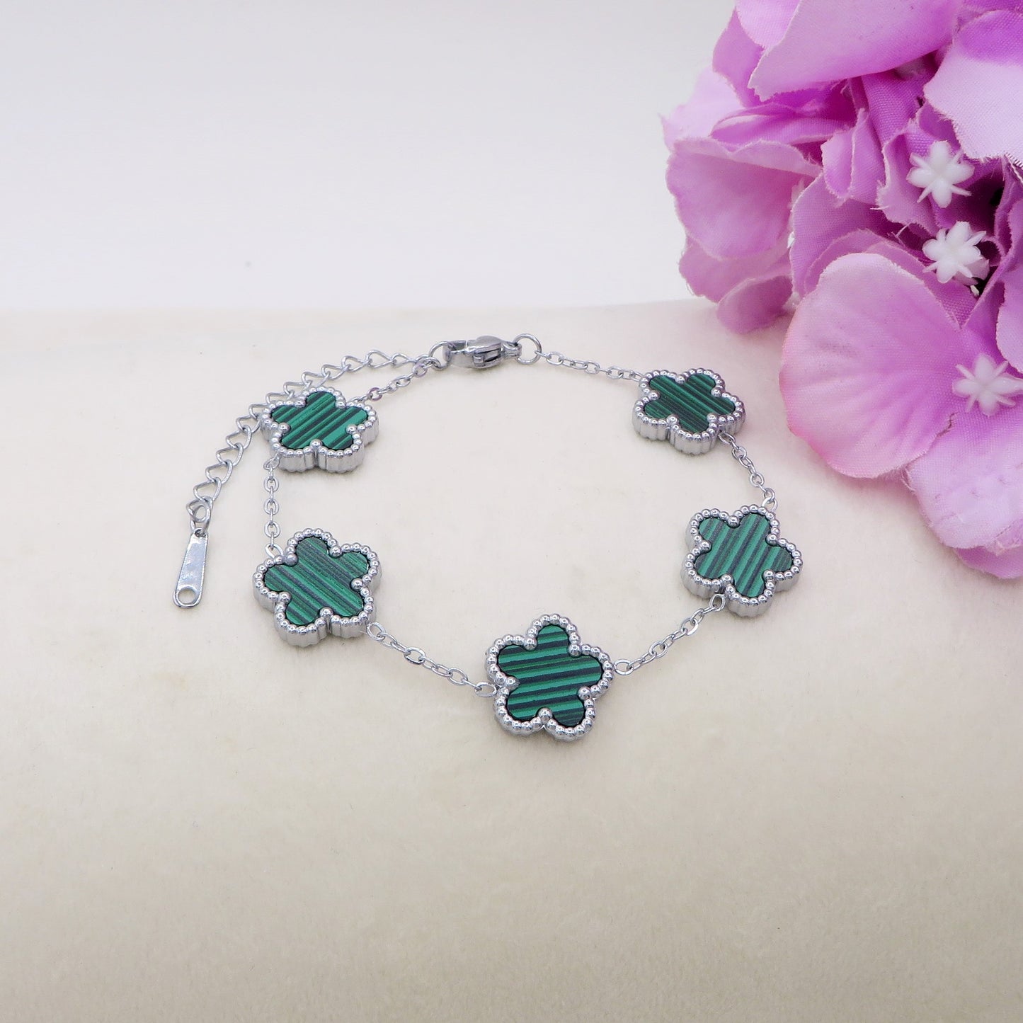 LILY big Flowers ACCIAIO INOSSIDABILE ~ Bracciale fiori in madreperla