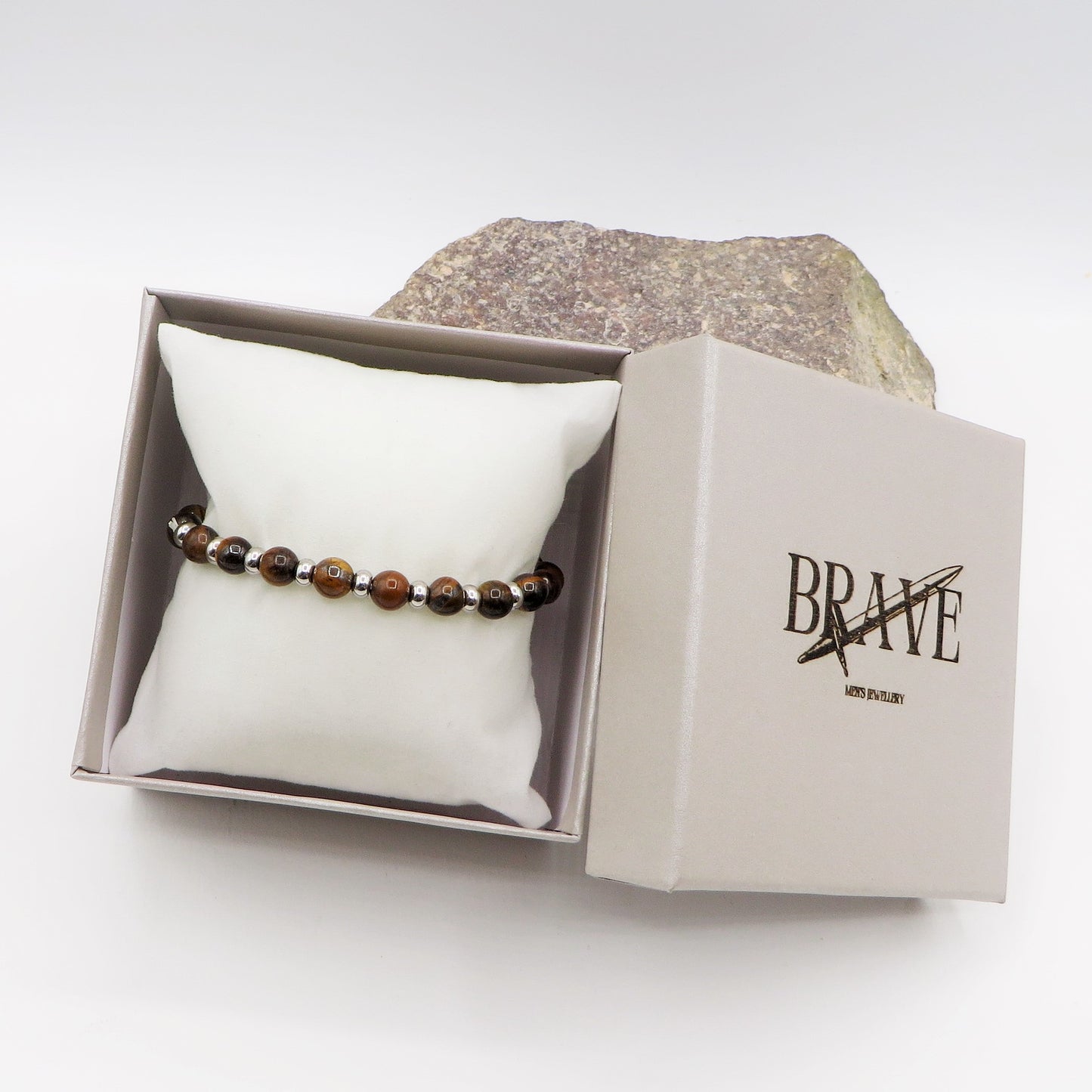 Bracciale OCCHIO DI TIGRE Naturale - UOMO - ACCIAIO inossidabile