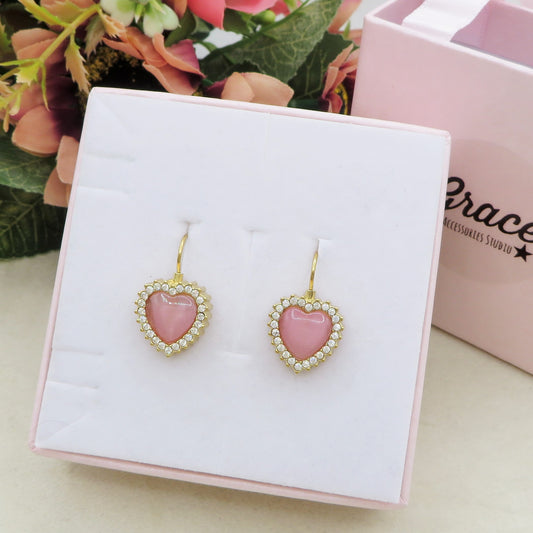 SOFIA monachella ~ Orecchini a monachella in ACCIAIO INOSSIDABILE con pietra a cuore e cubic zirconia