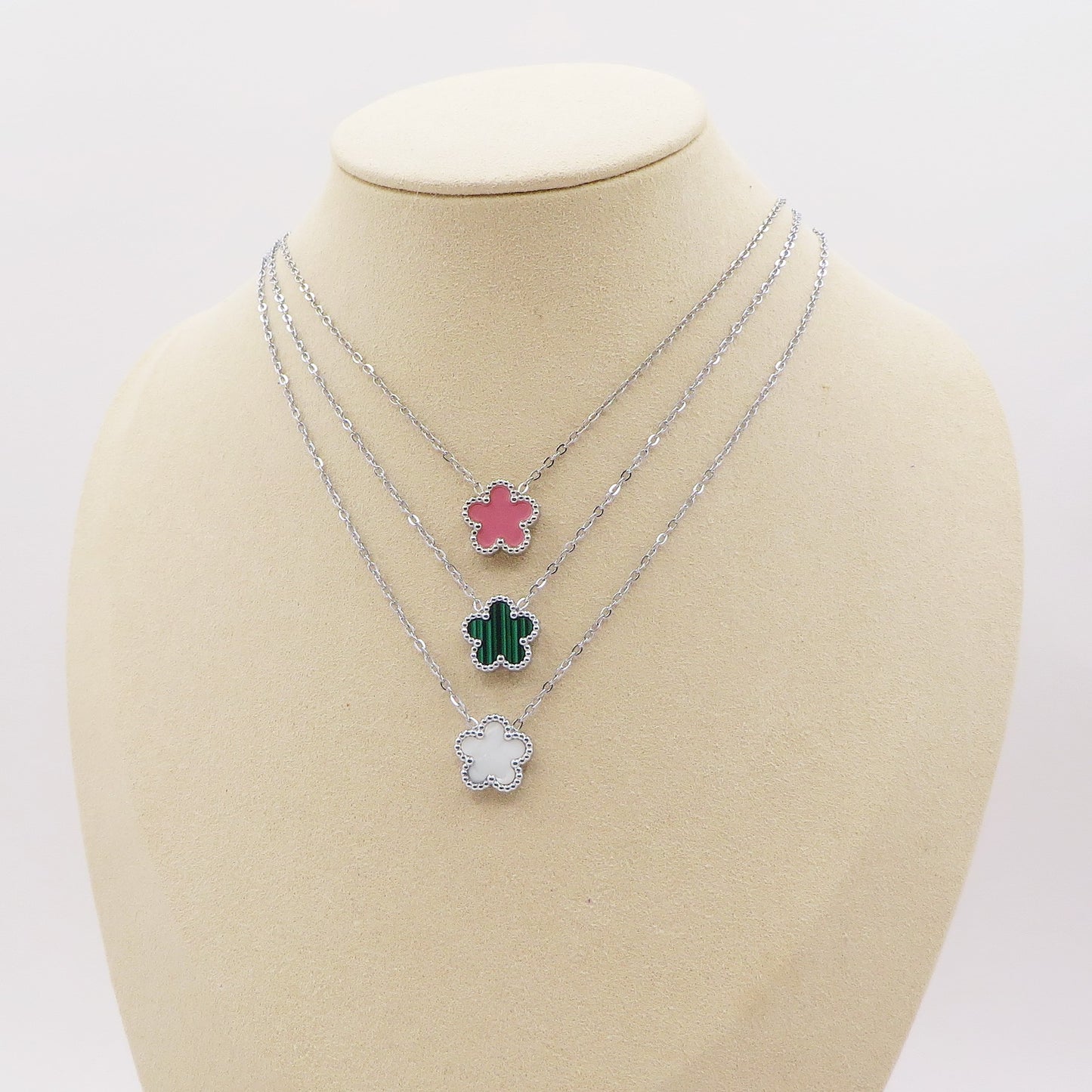 LILY big Flower ~ ACCIAIO INOSSIDABILE Collana fiore pendente in madreperla