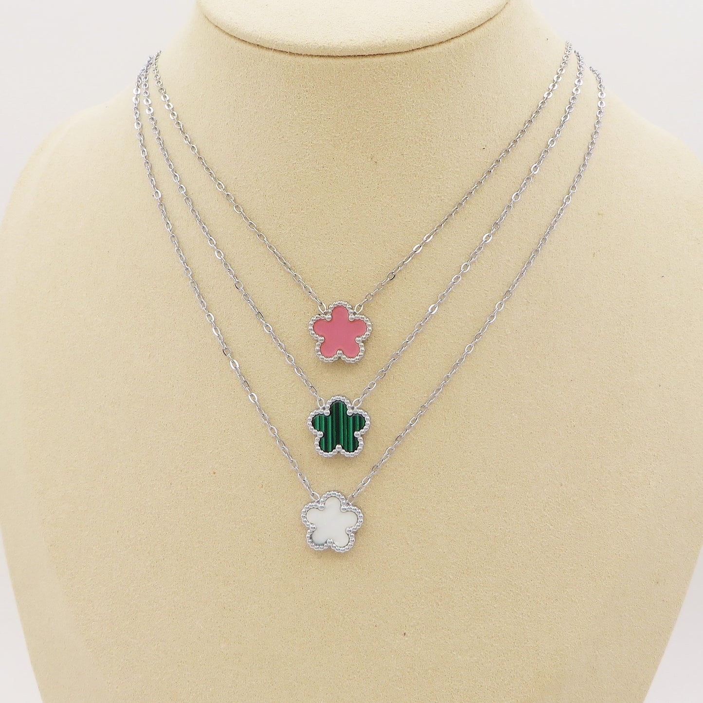 LILY big Flower ~ ACCIAIO INOSSIDABILE Collana fiore pendente in madreperla