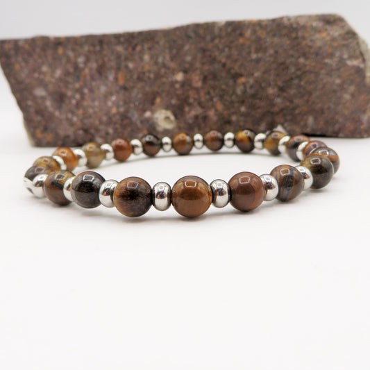 Bracciale OCCHIO DI TIGRE Naturale - UOMO - ACCIAIO inossidabile