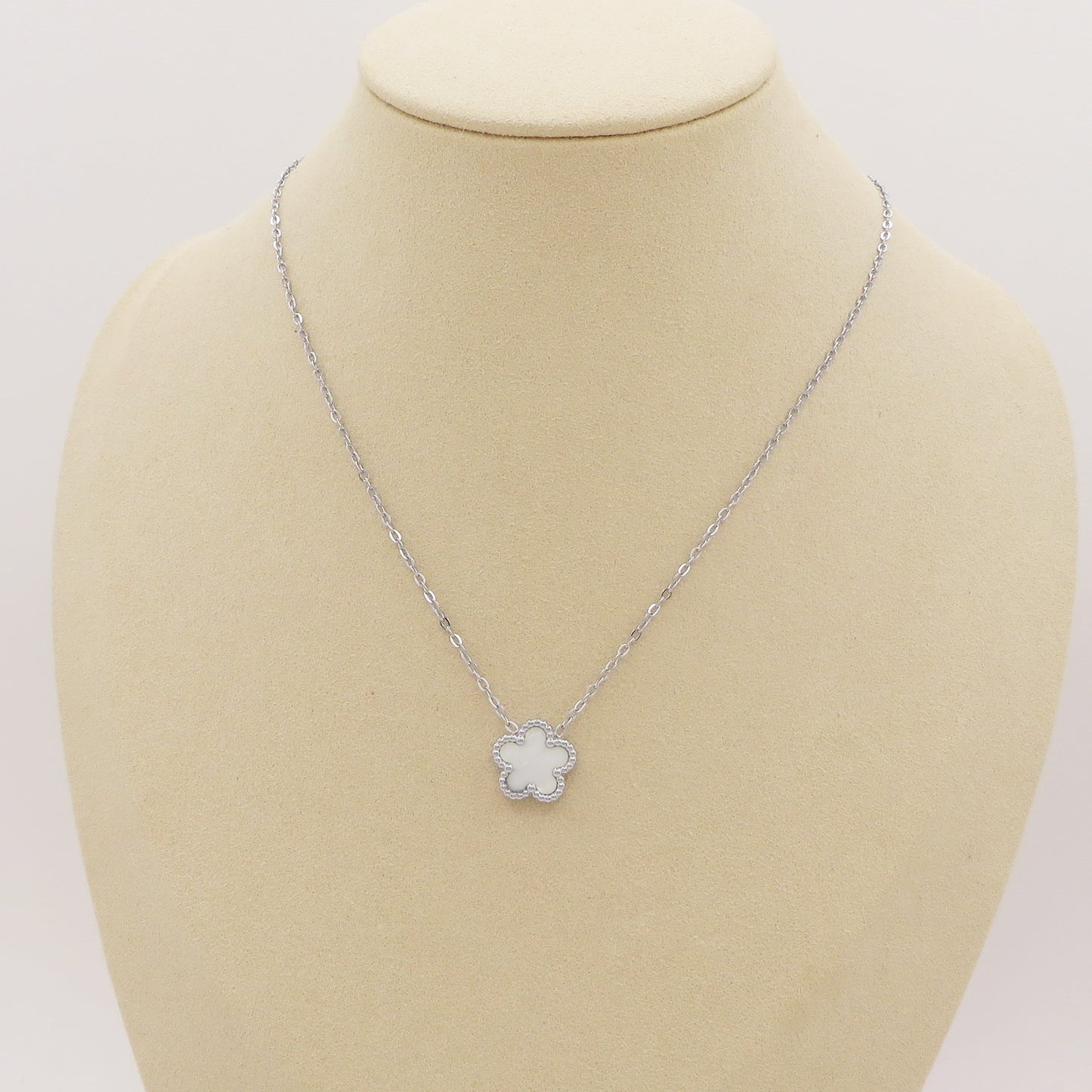 LILY big Flower ~ ACCIAIO INOSSIDABILE Collana fiore pendente in madreperla